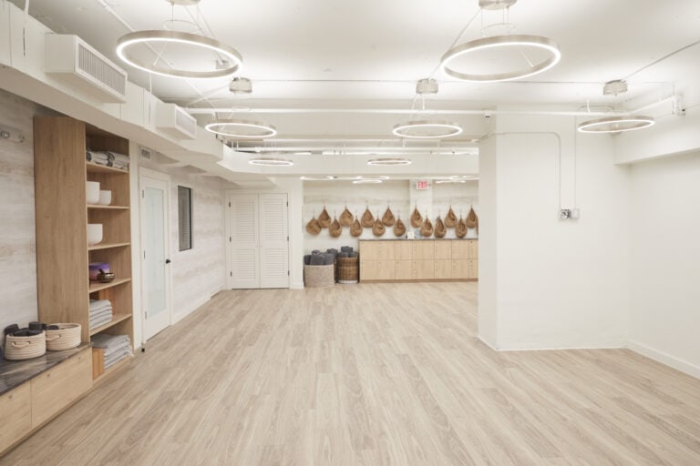 the interior of open door yoga studio.